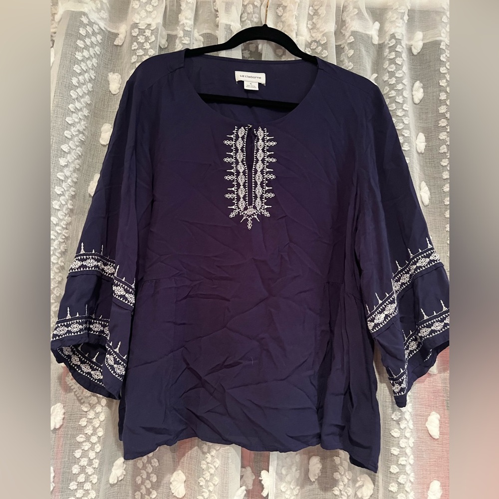 XL Liz Claiborne Navy Boho Top